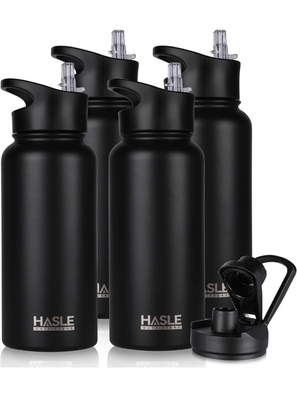 Insulated Stainless Steel Water Bottle 32 oz - Double Walled, 2 Lids for Gym